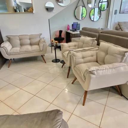 Jogo de Poltronas Lora 3 Peças Opala em Linho (5252-3) - Imagem 6
