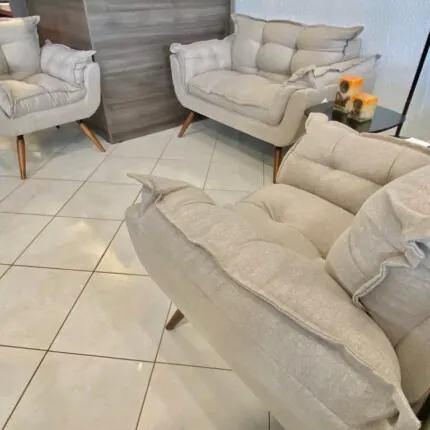 Jogo de Poltronas Lora 3 Peças Opala em Linho (5252-3) - Imagem 5