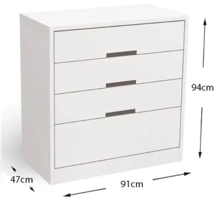 Comoda 91cm 4 Gavetas S824 Branco (3481) - Imagem 3