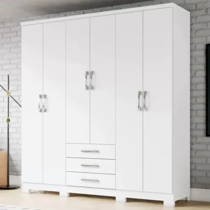 Roupeiro 1,82m 6 Portas Caju Branco (579)