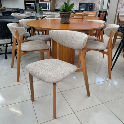 Mesa 2,20m Retangular Malibu (2004) com 6 Cadeira Venus em Boucle (1285) - Imagem 3