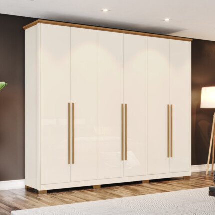 Roupeiro 2,56m 6 Portas Verona Off White (759) - Imagem 6