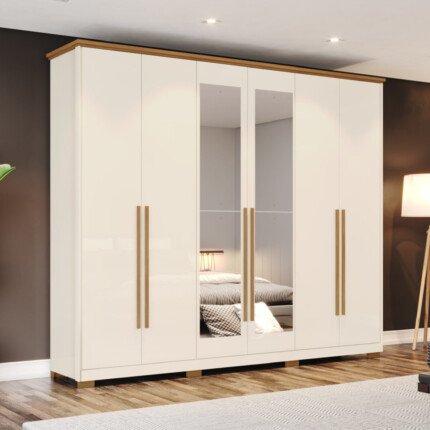 Roupeiro 2,56m 6 Portas Verona com Espelhos (759-575) - Imagem 6