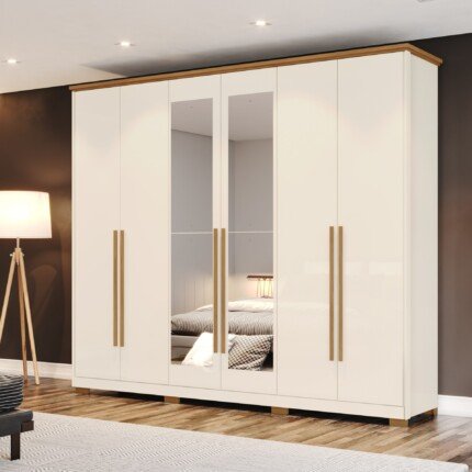 Roupeiro 2,56m 6 Portas Verona com Espelhos (759-575) - Imagem 5
