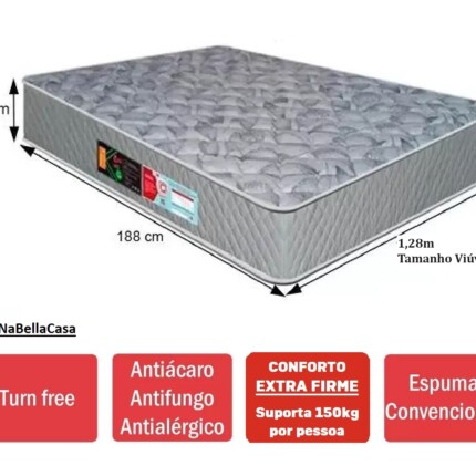 Viuva – Colchão D-33 Firme e Alto 1,28m x 25cm (6402) - Imagem 1