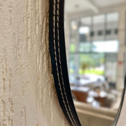 Espelho Oval Couro Preto 76cm x 44cm (3567) - Imagem 3
