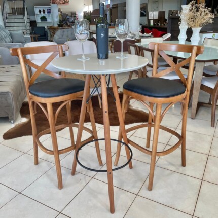 Kit Mesa Bistro Gourmet com Vidro com 2 Banquetas X Preto (5582-3801) - Imagem 1
