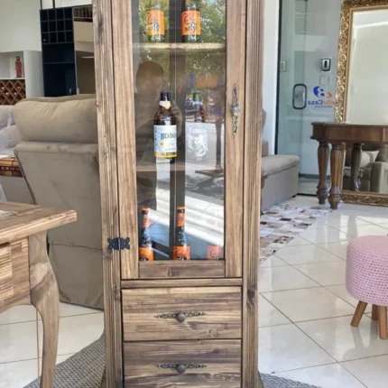 Cristaleira Rústica em Madeira 1 Porta 60cm (3323) - Imagem 4