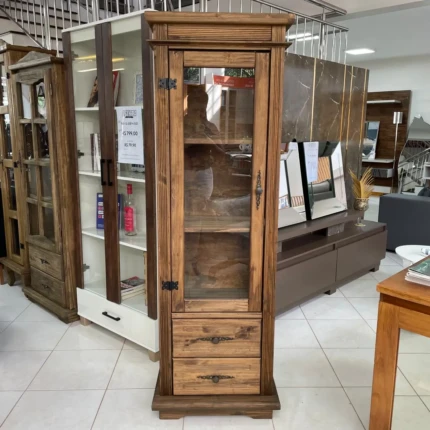 Cristaleira Rústica em Madeira 1 Porta 60cm (3323)