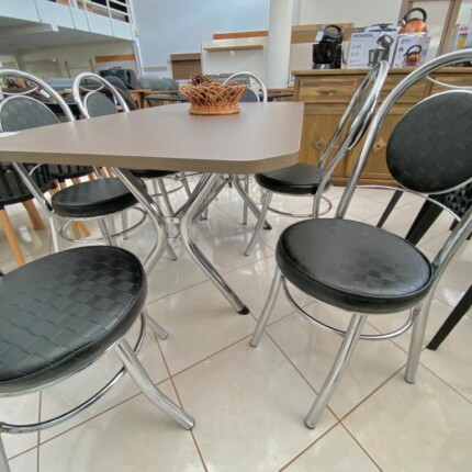 Mesa Retangular 1,50m (1585) com 06 Cadeiras Cromada (6540) - Imagem 2