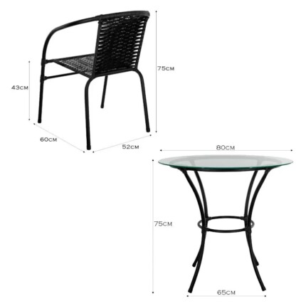 Mesa Redonda 80cm com Vidro (1454) com 4 Cadeiras Happy Hour (1454) - Imagem 6