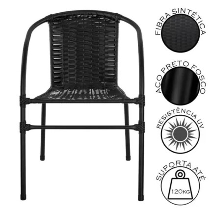 Mesa Redonda 80cm com Vidro (1454) com 4 Cadeiras Happy Hour (1454) - Imagem 5