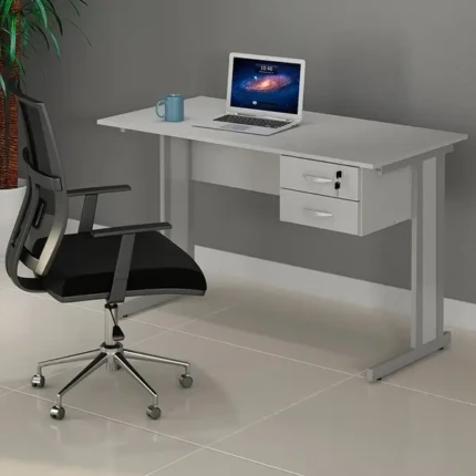 Mesa Escritorio 1,40m Cinza com 2 Gavetas (4687)