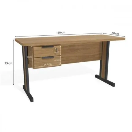 Mesa Escritório 1,50m Kappesberg Itapua com 2 Gavetas (4444-4445)