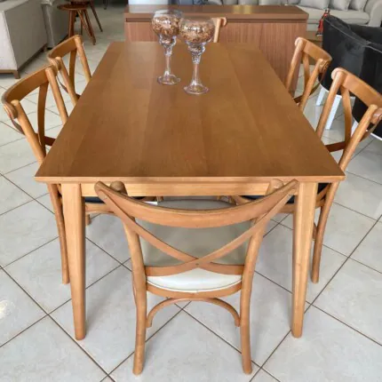 Mesa 1,60m California (218) com 06 Cadeiras Leon X Impermeável (4790)