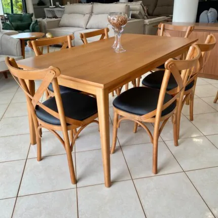 Mesa 1,60m California (218) com 06 Cadeiras Leon X Impermeável (1101)