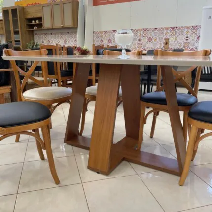 Mesa Celeste Quartzo 1,70m (5472) com 06 Cadeiras Leon X Impermeável (1200) - Imagem 4