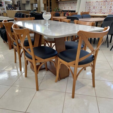 Mesa Celeste Quartzo 1,70m (5472) com 06 Cadeiras Leon X Impermeável (1101) - Image 3
