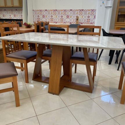 Mesa Celeste Quartzo 1,70m (5472) com 6 Cadeiras Paris (4122) - Imagem 2