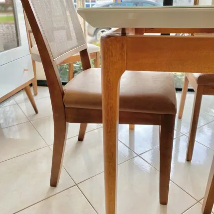 Mesa 1,80m Wind com Vidro (4802) com 6 Cadeira Relax de Encosto Tela (2716) - Imagem 2