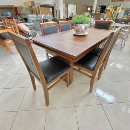 Mesa Lotus 2,00m (4019)com 6 Cadeiras Karol Preto (2690) - Imagem 1