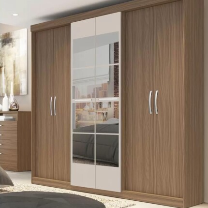 Roupeiro 2,06m 6 Portas 12 Prateleiras PH1675 com Espelhos (6003-2) - Imagem 1
