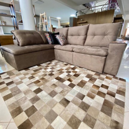 Tapete 2,50 x 2,00m Couro Legítimo Patchwork Champanhe (30) - Image 3