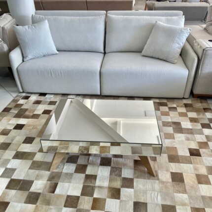 Tapete 2,50 x 2,00m Couro Legítimo Patchwork Champanhe (30) - Image 6