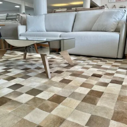 Tapete 2,50 x 2,00m Couro Legítimo Patchwork Champanhe (30)