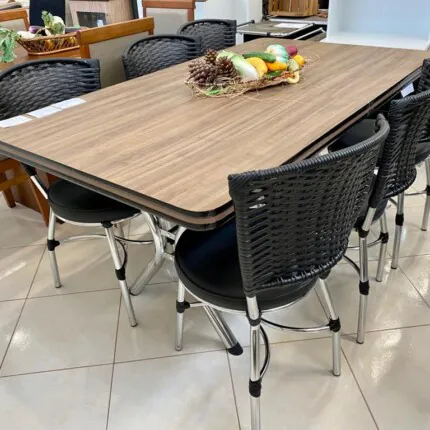 Mesa Retangular 1,60m (2590) com 06 Cadeiras Luxo (4801) - Imagem 1