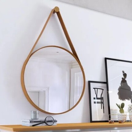Espelho Redondo 62cm com Alça em Couro Aqua+ Bronze (1863) - Imagem 5