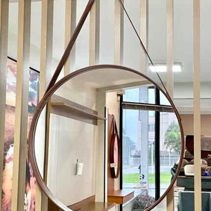 Espelho Redondo 62cm com Alça em Couro Aqua+ Bronze (1863) - Imagem 9