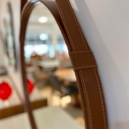 Espelho Redondo 82cm com Alça em Couro Aqua+ Bronze (382) - Imagem 5