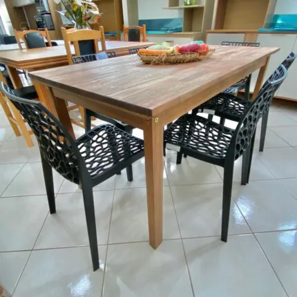 Mesa Rustica 1,60m (831) com 6 Cadeiras Gruvyer Preto (6836) - Image 4