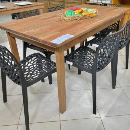 Mesa Rustica 1,60m (831) com 6 Cadeiras Gruvyer Preto (6836) - Image 5