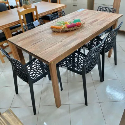 Mesa Rustica 1,60m (831) com 6 Cadeiras Gruvyer Preto (6836) - Image 1