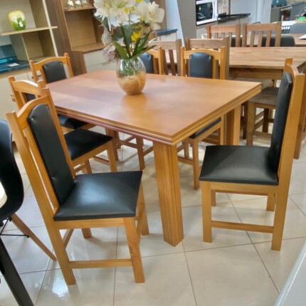 Mesa 1,60m Genova (2532) com 6 Cadeiras em Madeira Londres (2050) - Imagem 2