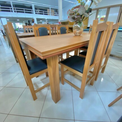Mesa 1,60m Genova (2532) com 6 Cadeiras em Madeira Londres (2050) - Imagem 4