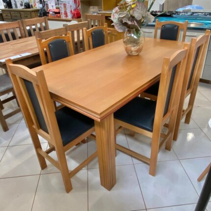 Mesa 1,60m Genova (2532) com 6 Cadeiras em Madeira Londres (2050) - Imagem 1