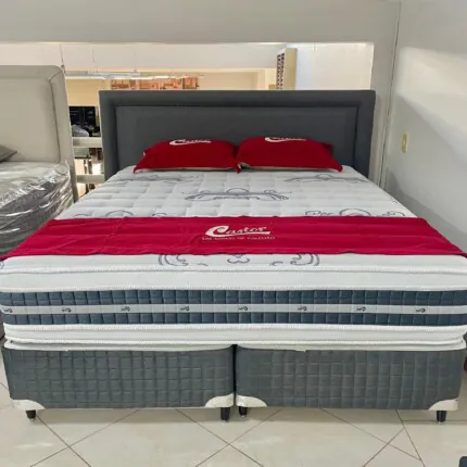 Cj. Box Queen 1,58m Castor Silver Air - Conforto Médio/Firme (1278) - Imagem 2