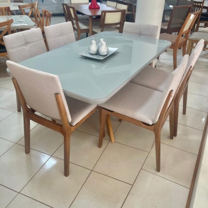Mesa 1,55m com Vidro Cinza (190) com 6 Cadeiras Hill (6550) - Imagem 1