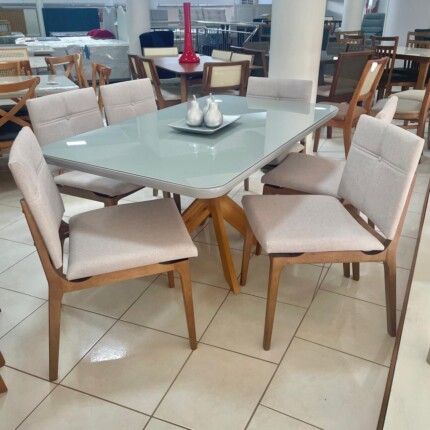Mesa 1,55m com Vidro Cinza (190) com 6 Cadeiras Hill (6550) - Imagem 2