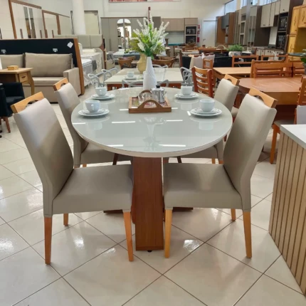 Mesa 1,83m Oval com Vidro Off (4123) com 4 Cadeiras Betina Facto IMPERMEAVEL (3884) - Imagem 3