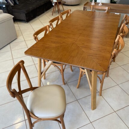 Mesa Yangra 2,12m Cinamomo (1978) com 8 Cadeiras Leon X Impermeável Fendi (4790) - Image 3