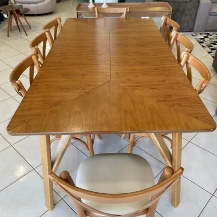 Mesa Yangra 2,12m Cinamomo (1978) com 8 Cadeiras Leon X Impermeável Fendi (4790)