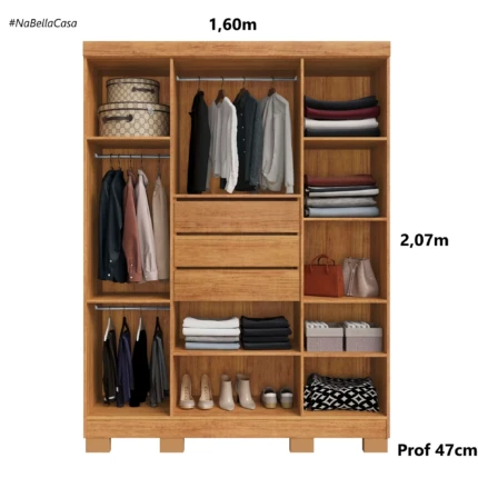 Roupeiro 1,60m 4 Portas Domus Off com 2 Espelhos (2342-3673) - Imagem 2