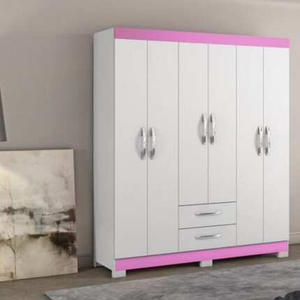 Roupeiro 1,61m 6 Portas NT5130 Rosa (3439-2) - Image 1