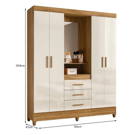 Roupeiro 1,65m Capelinha Freijo com Off White Capri (2864) - Imagem 4