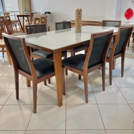 Mesa 1,80m Larissa (991) com 6 Cadeiras Arizona Tela Preto (6298) - Imagem 3