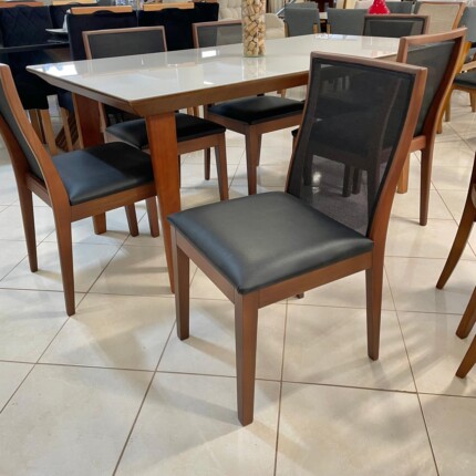 Mesa 1,80m Larissa (991) com 6 Cadeiras Arizona Tela Preto (6298) - Imagem 5